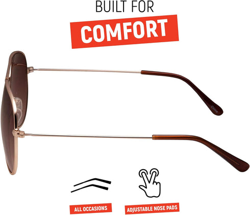 grinderPUNCH Unisex Aviator Sunglasses | Fashionable & Lightweight Frame Suits All Face Shapes | 100% UV Protection...