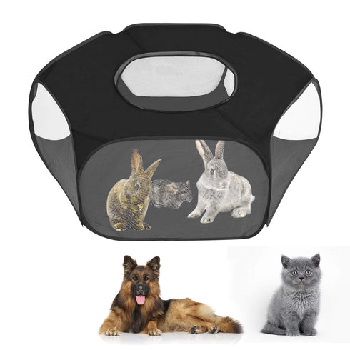 Portable Pet Tent Small Animal Pet Playpen Breathable Transparent Pet Tent with Zipper Top Cover Indoor Outdoor Foldable Cage Exercise Yard Fence ...