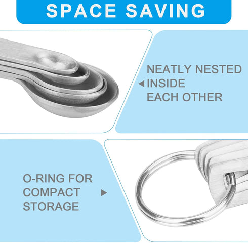 Mini Measuring Spoon Set, Heavy Duty Stainless Steel Measuring Spoons for Cooking Baking, Tablespoon Teaspoon for Dry or Liquid Ingredients, Fits ...