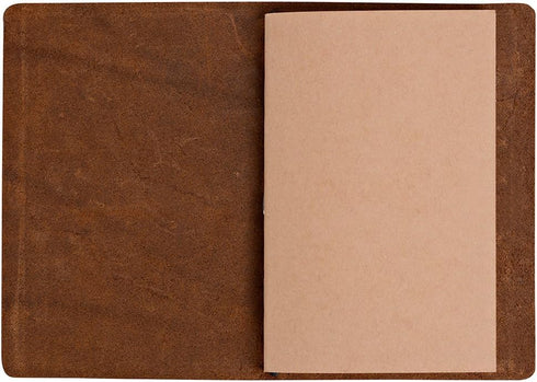 Pocket Travelers Notebook, Refillable Leather Travel Journal for Men & Women, Notebook Cover for Field Notes, Moleskine Small 3.5 x 5.5 Inches, Br...