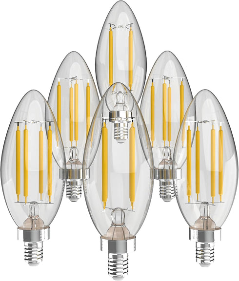 JONATHAN Y BLB-C35A-SET6 Vintage Non-Dimmable LED Edison Glass Bulbs, 4W, Equivalent 40W, E12 Base, 80+ CRI, C35 Warm White 2700K, 420 Lumens for ...