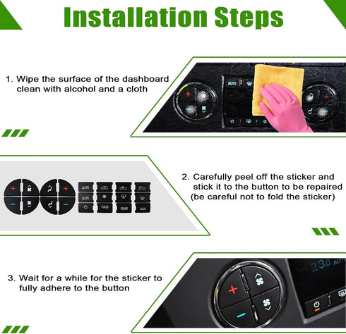 SecosAutoparts AC Panel Decals & Radio Button Repair Decal Set AC Controls AC Dash Button Sticker Repair Kit Compatible with GMC Compatible with C...