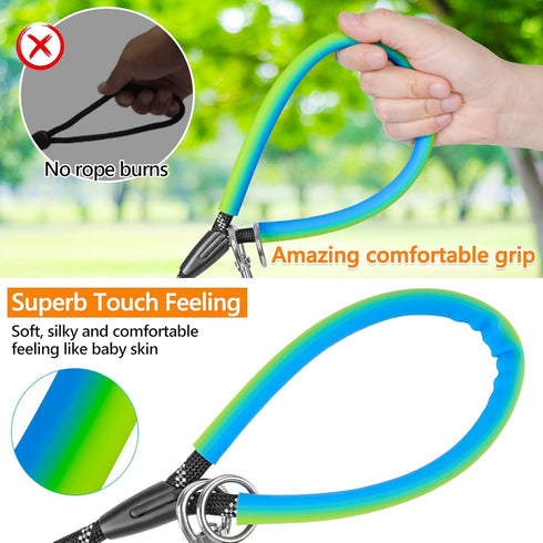 NTR Dog Rope Leash, 20FT Recall Training Lead with 2 Swivel Hooks, Reflective Threads and Soft Rubber Handle, Puppy Leash for Walking, Hunting, Ca...