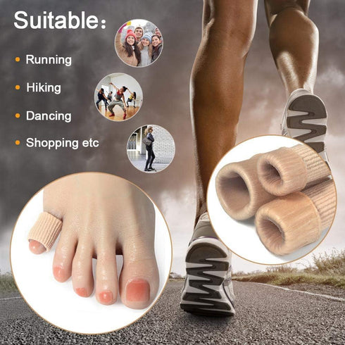 Cuttable Toe Tubes Sleeves 5 Pack Small Size, Made of Elastic Fabric Lined with Silicone Gel. Toe Sleeve Protectors Relief Toe Pressure Pain, Corn...