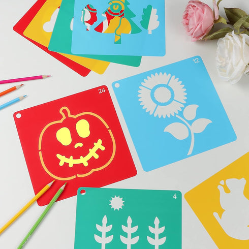 Drawing Stencils Set Large Stencils for Kids 30 Different Patterns are The Gift for Boys and Girls(7.87inch*7.87inch)...