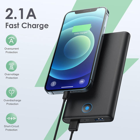 Portable Charger, 2-Pack 20000mAh Power Bank Ultra Slim Fast Charging External Battery Pack with Dual USB Outputs Compatible with iPhone 13/12 Pro...