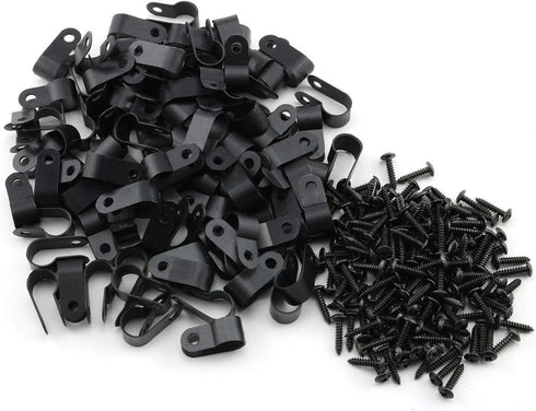heyous 100pcs 1/2 inch (13.2mm) R-Type Cable Clamp Nylon Wire Hose Tube Fastener Fixed Cable Tie Mount Organizer Holder R Type Cable Clip with Mou...