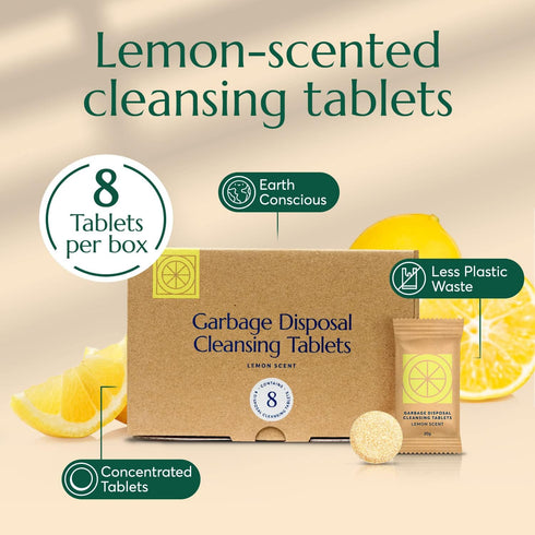 CLEANOMIC - Garbage Disposal Cleansing Tablets (8 Pack) - Foaming Garbage Disposal Cleaner and Deodorizer, Household Garbage Disposal Cleaners, Si...