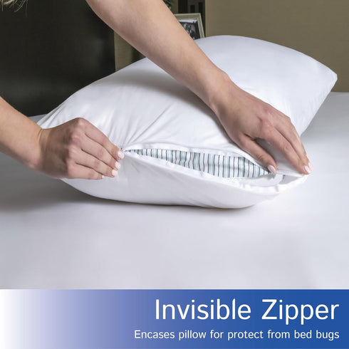 Standard Pillow Protectors (Set of 2) – Zippered Waterproof Pillow Covers Hypoallergenic Dust and Allergen Proof Pillowcase Encasement...