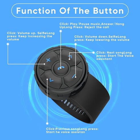 Bluetooth Helmet Earphone Remote - Controls Music, Voice Assistants, Calls, and More - Long Battery Life - Waterproof - Compatible with Android an...