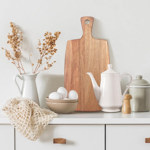 Acacia Wood Cutting Board with Handle Wooden Chopping Boards Small Charcuterie Board Butcher Chopping Block Meat Cutting Boards for Kitchen Bread ...