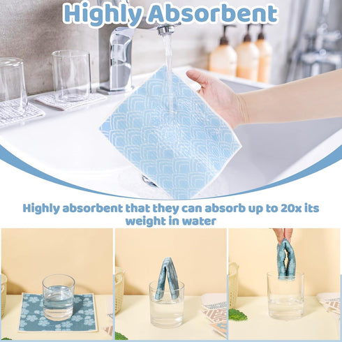 6 Pack Swedish Dishcloths for Kitchen,Swedish Dish Towels with Adhesive Clips, Reusable Paper Towels Washable Absorbent Cellulose Sponge Cloths,No...