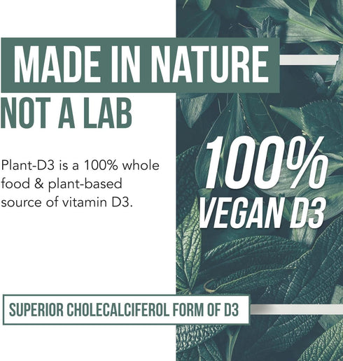 Organic Vitamin D3 5,000 IU - 100% Whole Food & Plant-Based Cholecalciferol Form, 100% Vegan Vitamin D - Enhanced with Prebiotic & Superfood Compl...