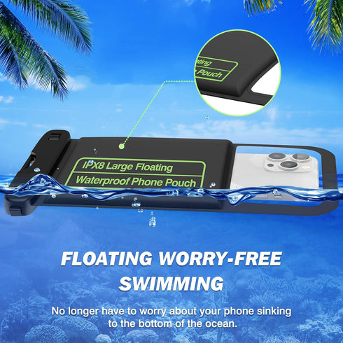 MoKo Floating Waterproof Phone Pouch - 9.5" Large Clear Phone Water Protector Pouch Dry Bag Case with Lanyard, Compatible for iPhone 14 13 12 Pro ...