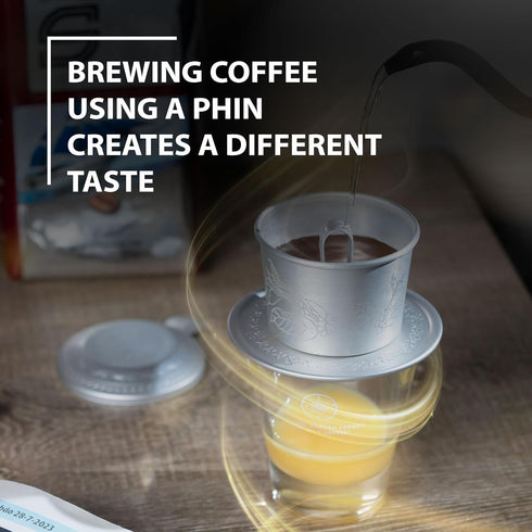 TRUNG NGUYEN LEGEND Vietnamese Pour Over Filter Set, Traditional Phin Drip Coffee Maker, Portable Reusable Coffee Press (Silver)...