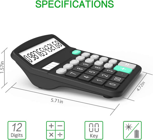 Calculator, Splaks 2 Pack Standard Functional Desktop Calculators Solar and AA Battery Dual Power Electronic Office Calculators with 12-Digit Larg...