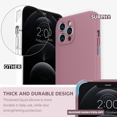 SURPHY Designed for iPhone 12 Pro Max Case with Camera Protection, Liquid Silicone Phone Case with Microfiber Lining, Lilac Purple...