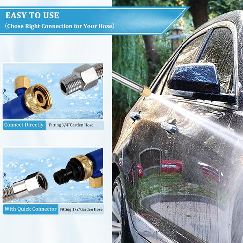 Yiliaw High Pressure Power Washer Wand Extendable Hydro Jet Water Hose Nozzle Flexible Watering Sprayer Cleaning Tool for Garden Gutter Patio Car ...