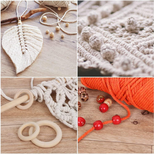 UHAPEER Macrame Kits for Adults Beginners, DIY Macrame Plant Hanger Kit and Macrame Supplies, with 3 mm Macrame Cord Cotton, Macrame Meads, Wooden...