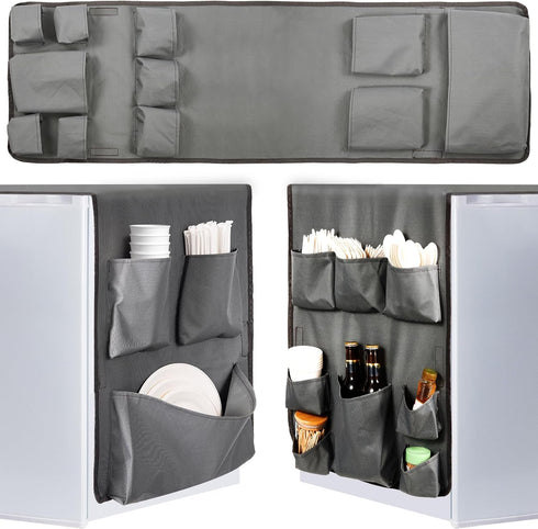 Extended Mini Fridge Caddy Organizer - 55" x 16.5" Back to School Dorm and Office Over the Fridge Storage Organizer with 11Pockets for Flatware Dr...