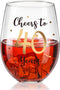 Patelai 40th Birthday Wine Glass to 40 Years 40th Birthday Gifts Fabulous Gold Stemless Wine Glass for Women and Men Present Party Wedding Anniver...