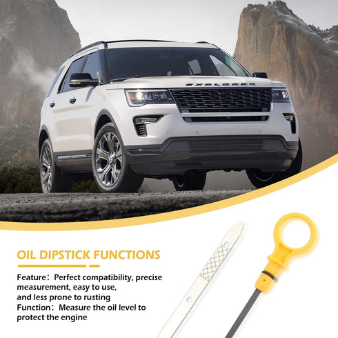 Car Engine Oil Dipstick Replacement OEM#CJ5Z-6750-A Compatible with Ford Lincoln with 2.0L Ecoboost Engines - Professional Double Hole Dip Stick C...