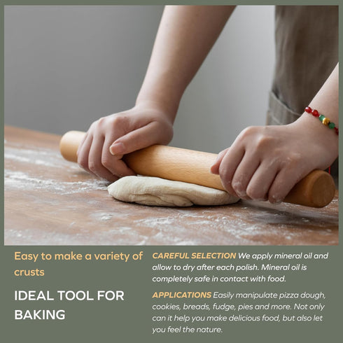 Muso Wood Rolling Pin for Baking Wooden Pizza Dough Roller(Dowel 15.75-Inch-by-1.38-Inch)...