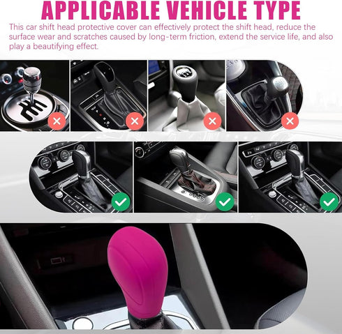 2 PCS Car Silicone Gear Shift Knob Cover, Flexible Anti-Slip Anti-Scratch Protector, Side Opening Design Shift Lever Decorative Accessories, Unive...