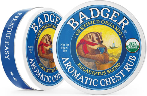 Badger Aromatic Chest Rub, 100% Organic Vaporub w/Eucalyptus & Lavender Essential Oils to Clear & Soothe, All-Natural Chest Congestion Relief for ...