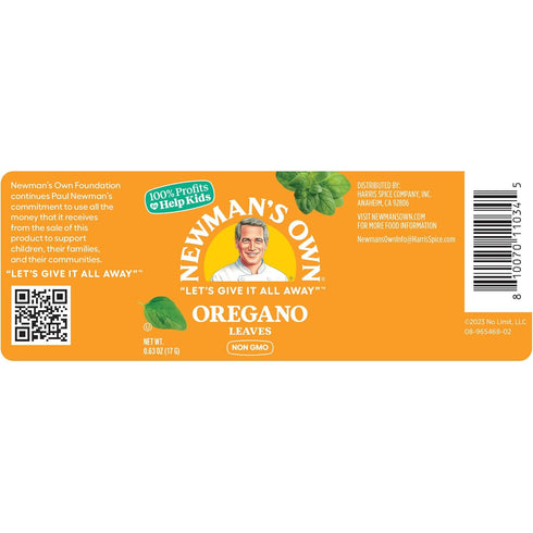 Newman's Own Fancy Oregano Leaves, Great for Sauces, Pizza, Pasta, Non-GMO, Kosher, 0.63 Oz. Bottle...