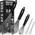 Walfos Whisk, Silicone Whisks Set of 5, Mini Stainless Steel Whisk 7in+5in and Non Scratch Coated 7+9+11in Whisks, Suitable for Blending, Whisking...