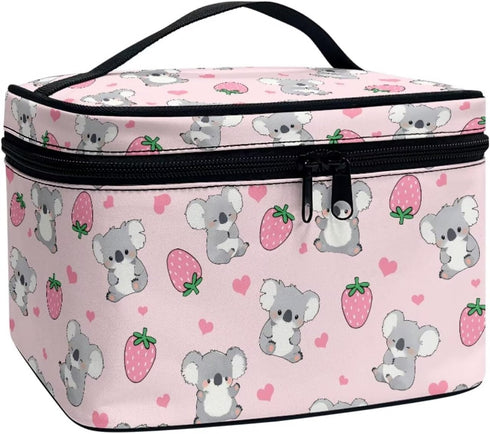 Strawberry Koala Toiletry Bag Makeup Bag Pouch Cosmetic Bag Toiletry Bag Desk Cosmetics Pouch Storage with Strap...