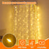 Warm White Curtain Light for Bedroom, 300 LED 9.8ft x 9.8ft Window Fairy Curtain String Light with 16 Hooks, 8 Models Remote Control for Wedding P...