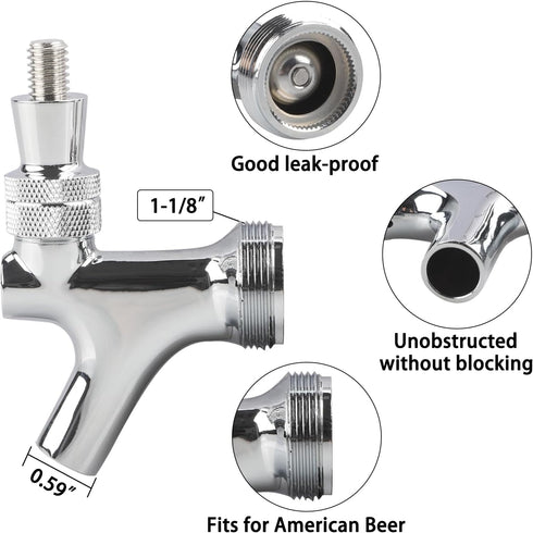 PERA Draft Beer keg Faucet Chrome Plating Tower Tap dispenser beer shank faucet Shank Tap Kit For homebrew kegerator keg kegging...