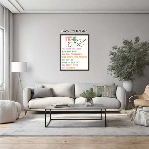 Posterizer 1 pcs-Growth Mindset Positive daily reminders-It's OK-Teachers & Classrooms-Motivational & Inspirational Art-Gift for Daughter, Son, Ki...