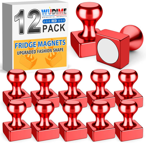 12Pack Strong Fridge Refrigerator Magnets Small Magnets, Upgraded Red Whiteboard Magnets for Detailed List Display, Metal Push Pin Magnets for Kit...