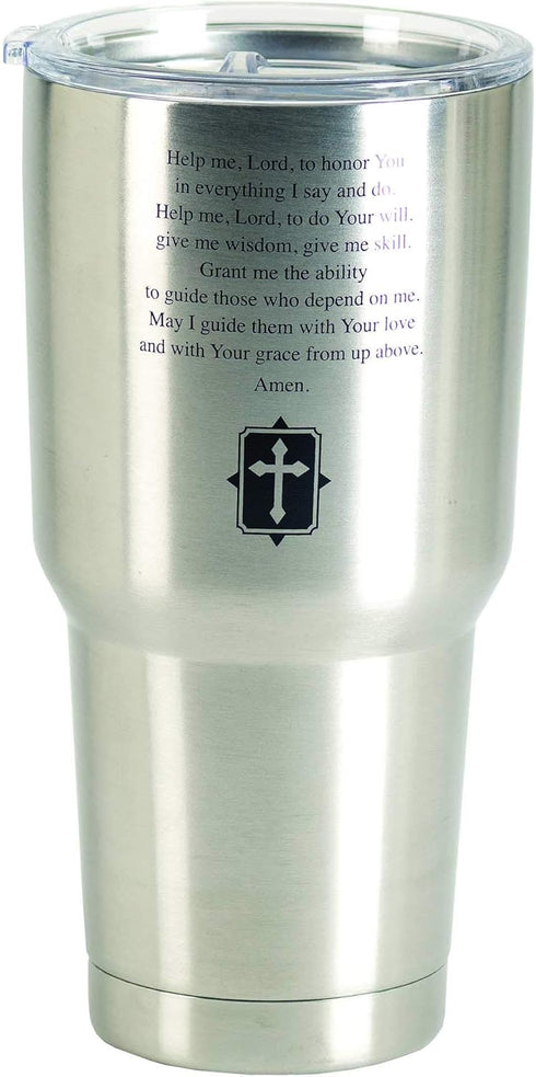 Dicksons Man of God Prayer Silver Tone 30 ounce Stainless Steel Travel Tumbler Mug...