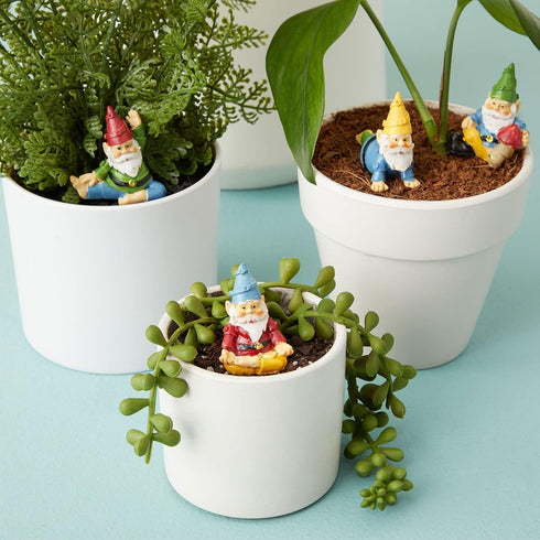 Juvale 4 Pieces Mini Garden Gnomes, Outdoor Fairy Miniature Statue Accessories Set, Decorations in Funny Poses, Yard Ornaments for Yoga Gifts, Gar...