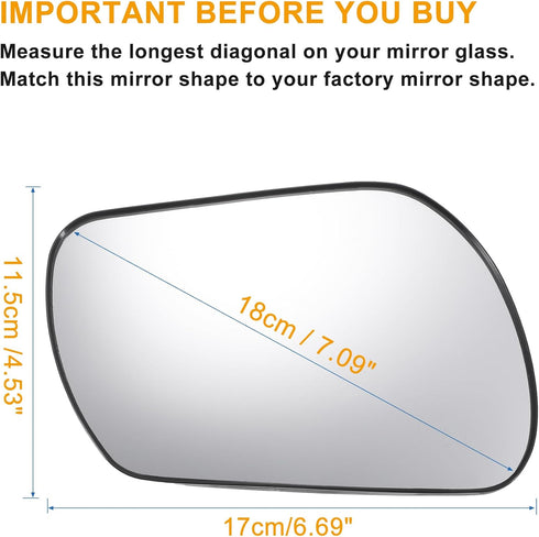 X AUTOHAUX Car Rearview Right Passenger Side Mirror Glass Replacement W/Backing Plate Non-heated for Mazda 3 2004-2009 for Mazda 6 2006 2007 2008...