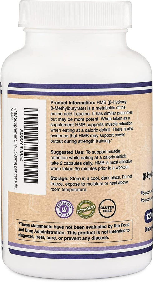 Double Wood Supplements HMB Supplement, Third Party Tested, Non-GMO, Gluten Free, 120 Capsules, 1000mg per Serving, 500mg per Capsule...
