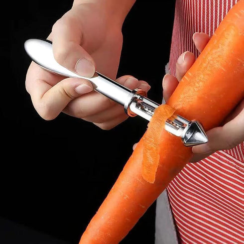 Fruit Peeling Knife, Digging Eyes, Grater, Multifunctional Vegetable Slicer, Zinc Alloy Three-In-One Scraper Peeler, Food Chopper with Non-Slip Ha...