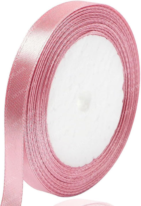 3/8 Inch Rose Gold Satin Ribbon, 25 Yards Bean Paste Pink Craft Fabric Ribbon for Gift Wrapping, Floral Bouquets, Christmas, Easter, Handmade Bows...