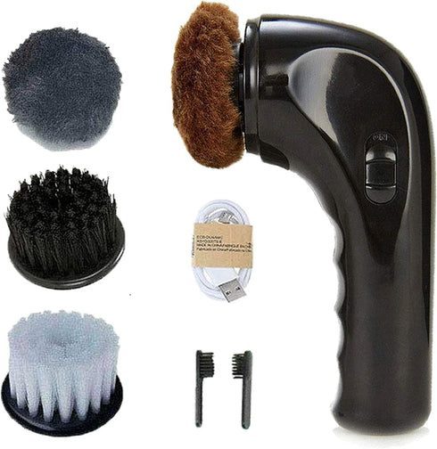 Shoe Buffer Kit Electric Shoe Polisher Brush Shoe Shiner Dust Cleaner Portable Wireless Leather Care Kit for Shoes, Bags, Sofa (Black)...