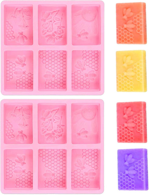 2Pcs Rectangle Bee Silicone Soap Molds, Honeycomb Molds for Chocolate Jelly Candy Homemade Craft Making...