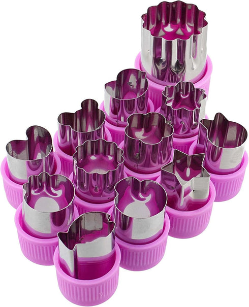 Vegetable Chopper - 12pc Mini Food Chopper with Flower, Animal, and Shape Fruit Cutter Pieces for Treats...