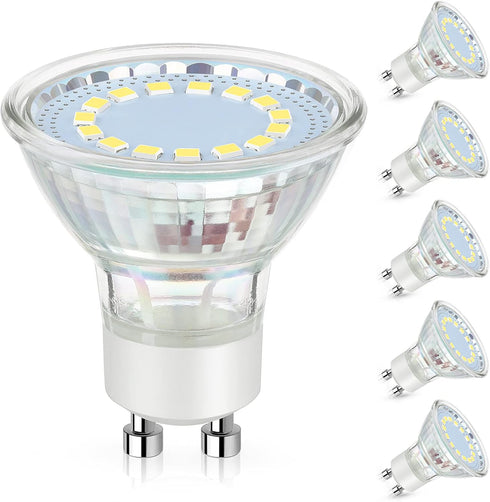 GU10 LED Light Bulb, 50 Watt Halogen Equivalent, Daylight White 5000K 450LM Non-Dimmable 4W LED Replacement Recessed Track Lighting, 5-Pack...