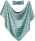 Baby Girl Newborn Swaddle Blanket Receiving Blanket with Headband Set Floral Nursery Swaddle Wrap(green)...