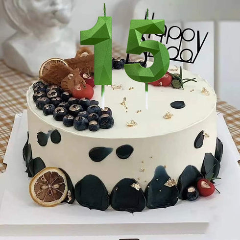 Green Happy Birthday Cake Candles,Wedding Cake Number Candles,3D Design Cake Topper Decoration for Party (Green Number 5)...