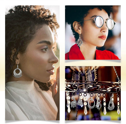 JIALEEY Antiqued Tibetan Silver Earring Chandelier Earring Jewelry Making Kit for Earring Drop and Charm Pendant Assorted Pack (30Pair 60Pcs)...