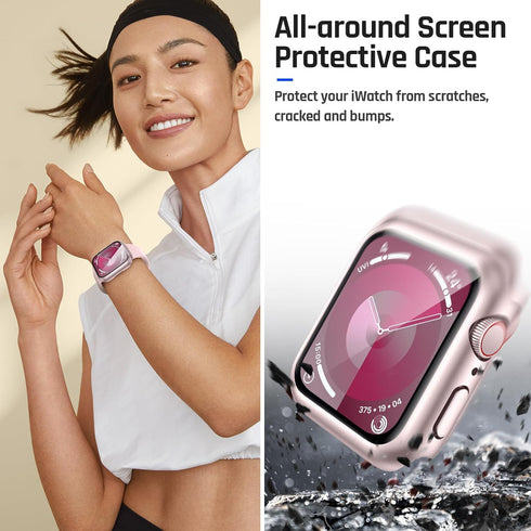 Goton Waterproof Case for Apple Watch 41mm Series 9 8 7 with Tempered Glass Screen Protector, iWatch Full Protective Hard PC Bumper Case Face Cove...